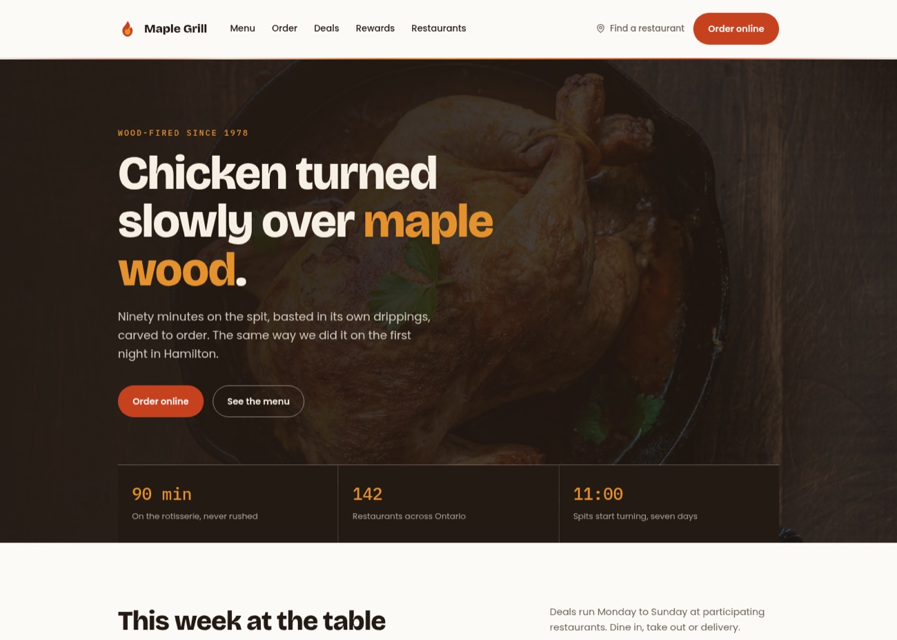 Экран сайта Maple Grill
